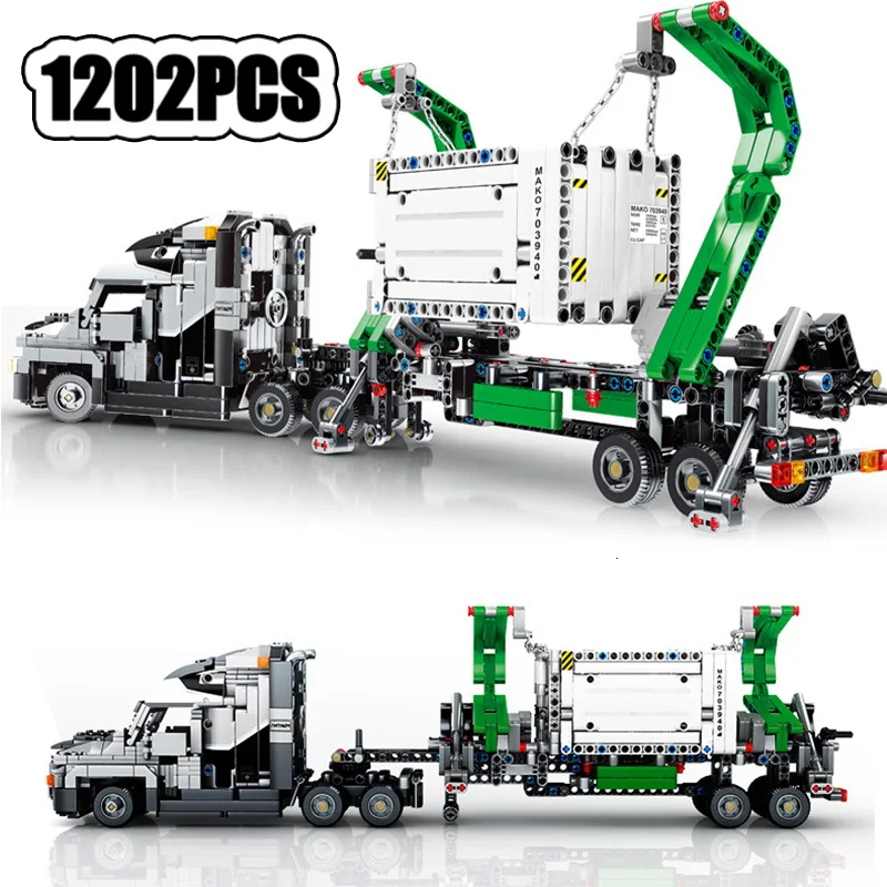 

1202pcs Big Truck Vehicles Car Building Blocks Toys City Engineering Mark Container Block Compatible Lepining Technic Bricks