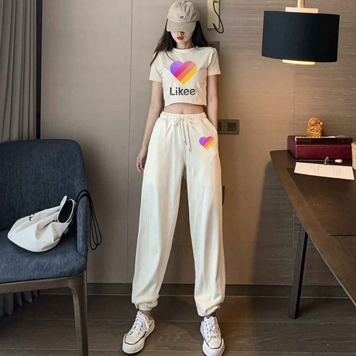 Likee Funny Women's Tracksuit Cotton Tshirts Casual Tops Russia Summer 2021 Short Sleeve Sport Pants Soft Ladies Set |