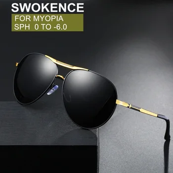 

SWOKENCE SPH 0 TO -6 Men Women Sunglasses For Nearsighted Alloy Frame Myopia Glasses Shortsighted Prescription Spectacles F131