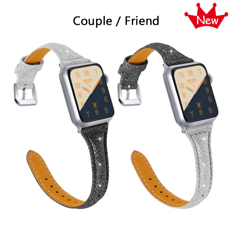 Joyozy модный ремешок для умных часов классический кожаный для apple watch 38 мм 40 мм 42 мм 44 мм кожаный ремешок для iWatch серии 5/4/3/2/1 - Цвет ремешка: Black silver