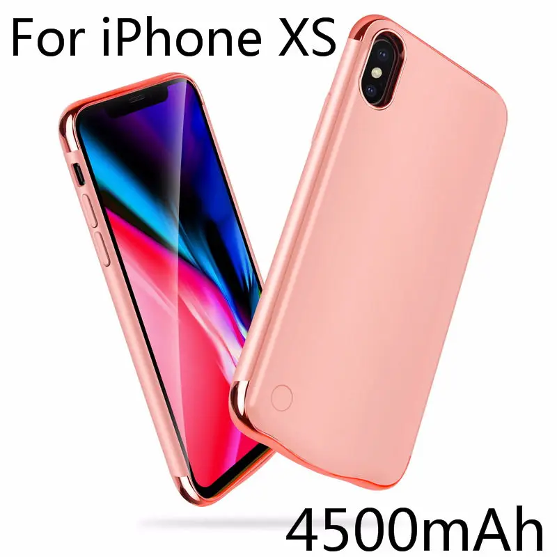 Для iPhone X XS зарядный чехол Капа тонкий обшивка противоударный чехол для зарядного устройства для iPhone XR XS Max перезаряжаемый внешний аккумулятор - Цвет: IXS-Rose