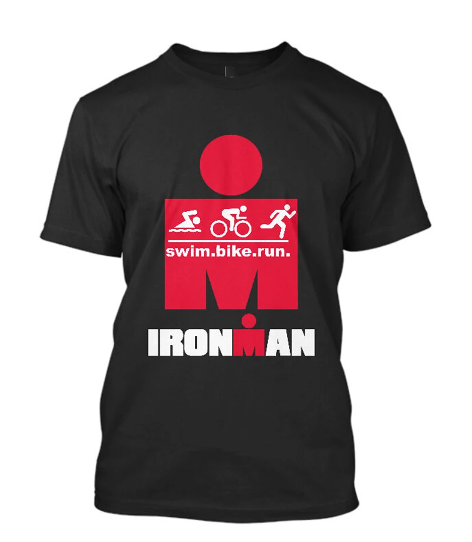 Ironman Triathlon Finisher Cycle Run swim Спортивная одежда для зала Мужская черная футболка