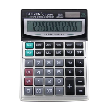 

Gtttzen New Large Button 16-Bit Display Calculator Ct-9616 Abs Metal Dual Power Supply Solar Energy Calculator