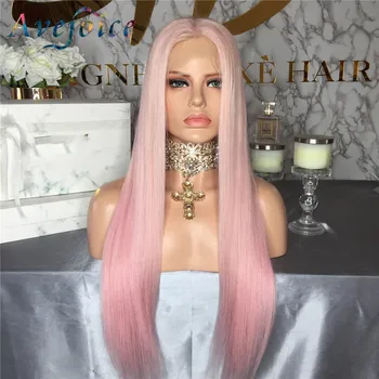 

13x4 Pink Color Remy Hair Brazilian Straight Wig Long Pre Plucked Glueless Lace Front Human Hair Wigs for Women