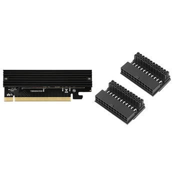 

2Pcs ATX 24Pin 90 Degree 24 Pin to 24Pin Power Plug Adapter & 1x M.2 Adapter Card M.2 to PCIE 3.0 SSD Expansion Card