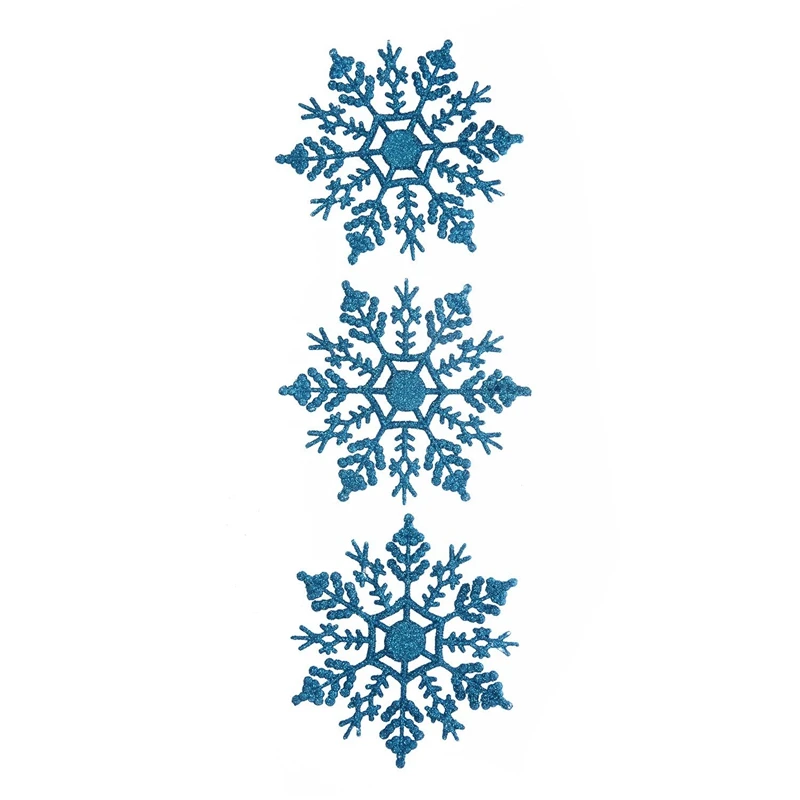 24 шт блестящая Снежинка рождественские украшения для рождественской елки висячие украшения, 12 шт синий и 12 шт Серебряный