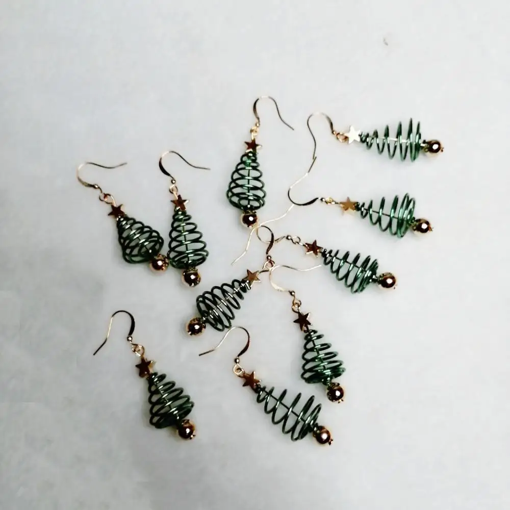 Green Ear Studs Christmas Tree Earring Cheap Beautiful Fresh Spiral Star Earring