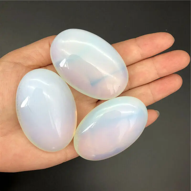 Wholesale 1PC Beautiful White Opal Crystal Palm Massage Therapy Polished Stone Healing Gift Quartz Crystals | Дом и сад