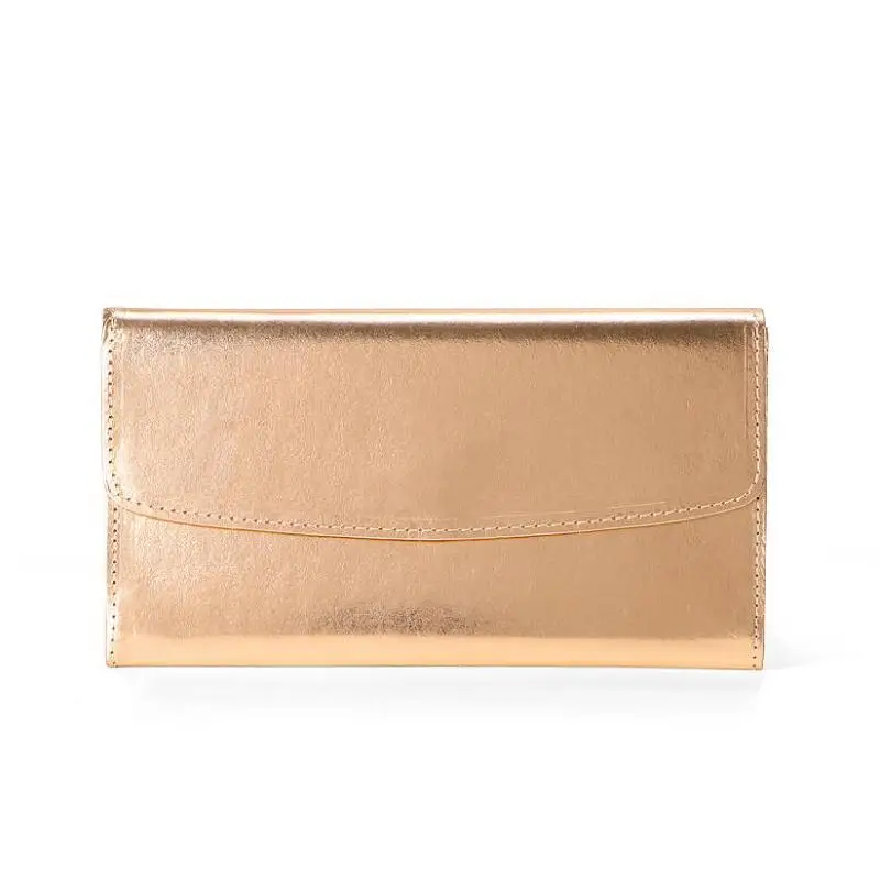 

Brand Environmental Protection Gold Color Long Clutch Wallet Women Super Thin Card Slots Inside Purse Female Wallets Concise sac