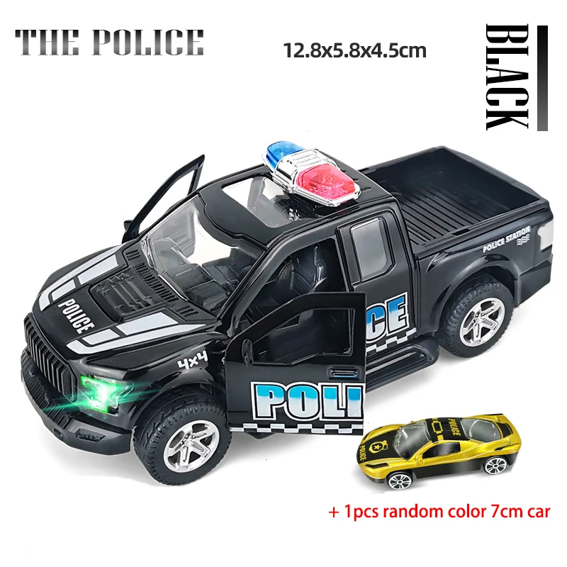 

Alloy Diecast Fire Police Pickup Truck Simulation Sound Light Pull Back Kids Car Model Toys for Boys Children Birthday Gift Y172
