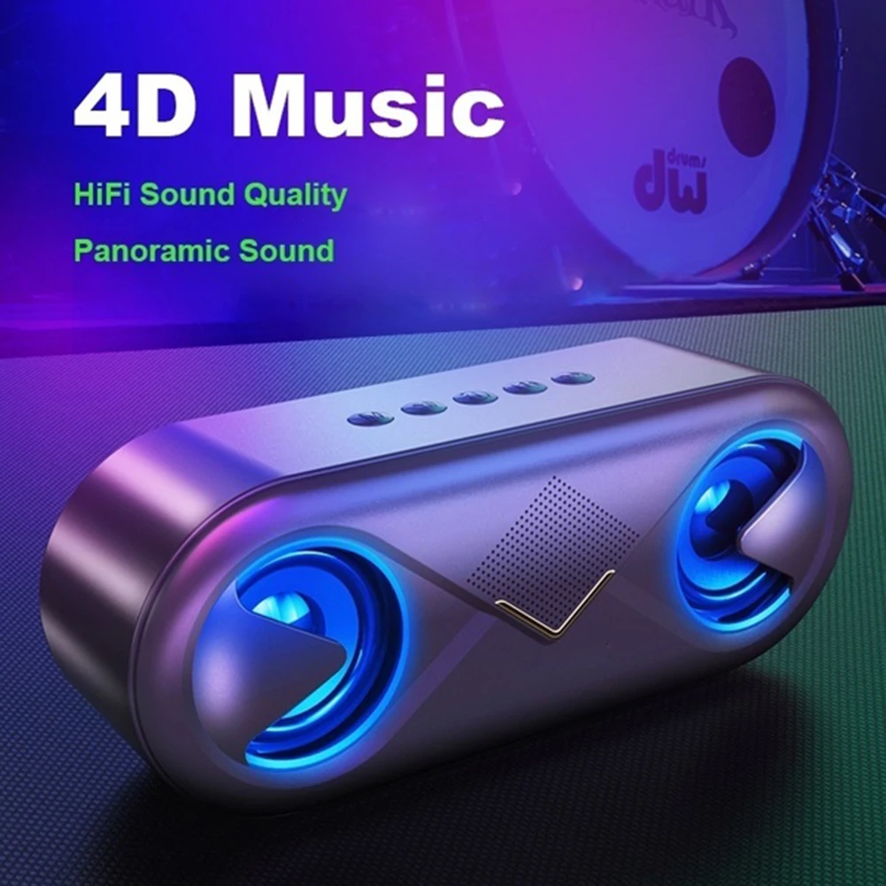 Портативный Bluetooth динамик V5.0 беспроводной супер бас домашний открытый динамик s с хорошим звуковым эффектом и богатым светодиодный мигающий свет