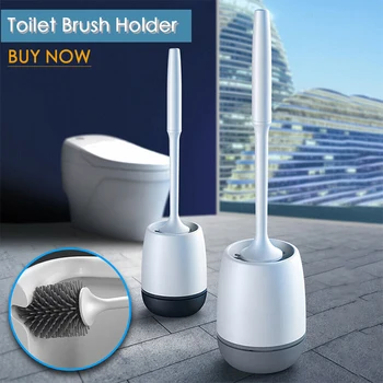 

Rubber Head Toilet Brush Holder Cleaning Brush Toilet Wall Silicone Long Handle Hanging Household Floor Cleaning Bathroom Brush