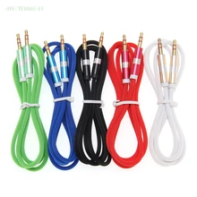 Stripe pure color Audio Aux Cable Jack 3 5 mm Male to Male For iPhone Car Headphone Speaker Wire Line wholesale 100pcs lot