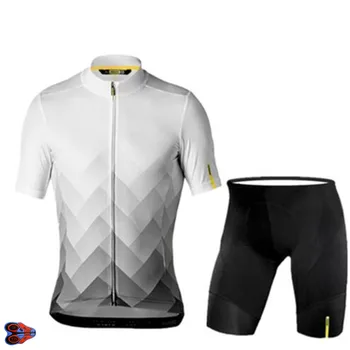 

2019 Pro Summer MAVIC Gray Cycling Jersey UCI Team Short Sleeve Set Ropa Ciclismo Maillot Quick Dry Bycicle Clothing 9D Gel Pad