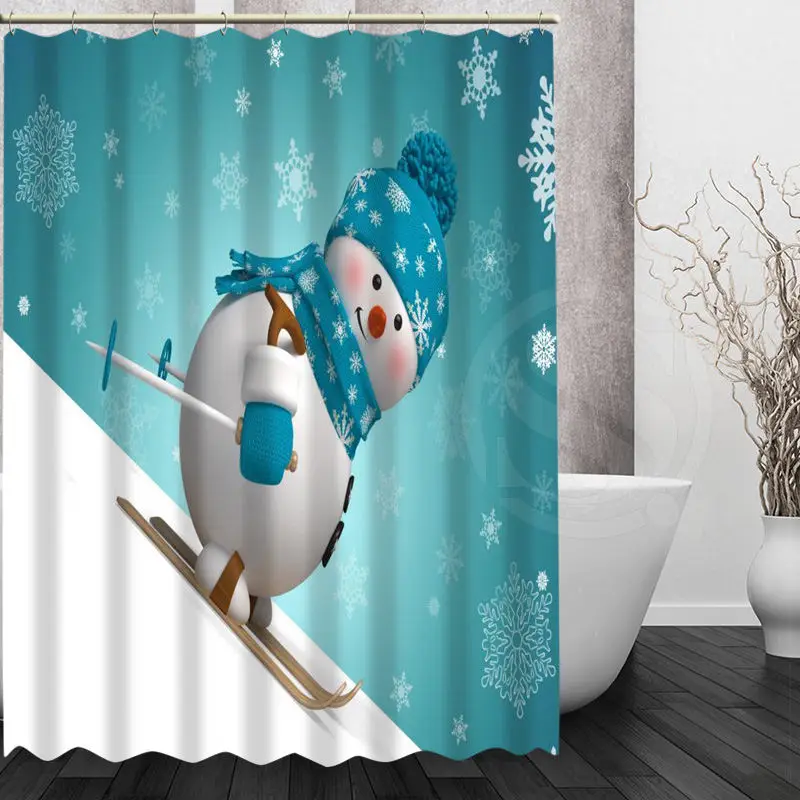 

YY612f-127 New Custom Christmas Cute Snowman Design Modern Shower Curtain bathroom Waterproof lJ-w$127