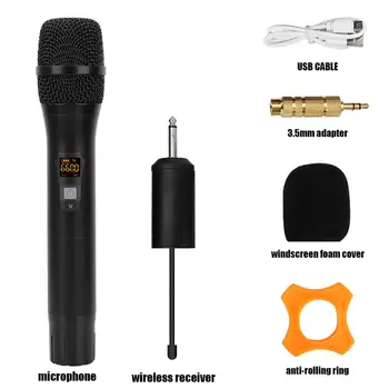 

【US Warehouse】Portable UHF Wireless Handheld Microphone with Receiver AA Battery for Conference Speech Black