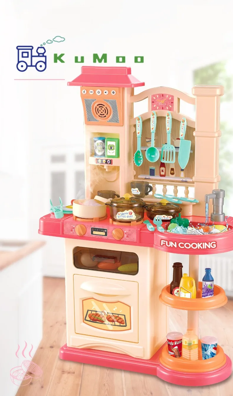 pink kitchen Детская мини-кухонная игрушка кухонная утварь котелок кастрюля дети ролевые игры повара игрушка имитация кухонная утварь игрушки Детский подарок большой kitc - Цвет: pink kitchen