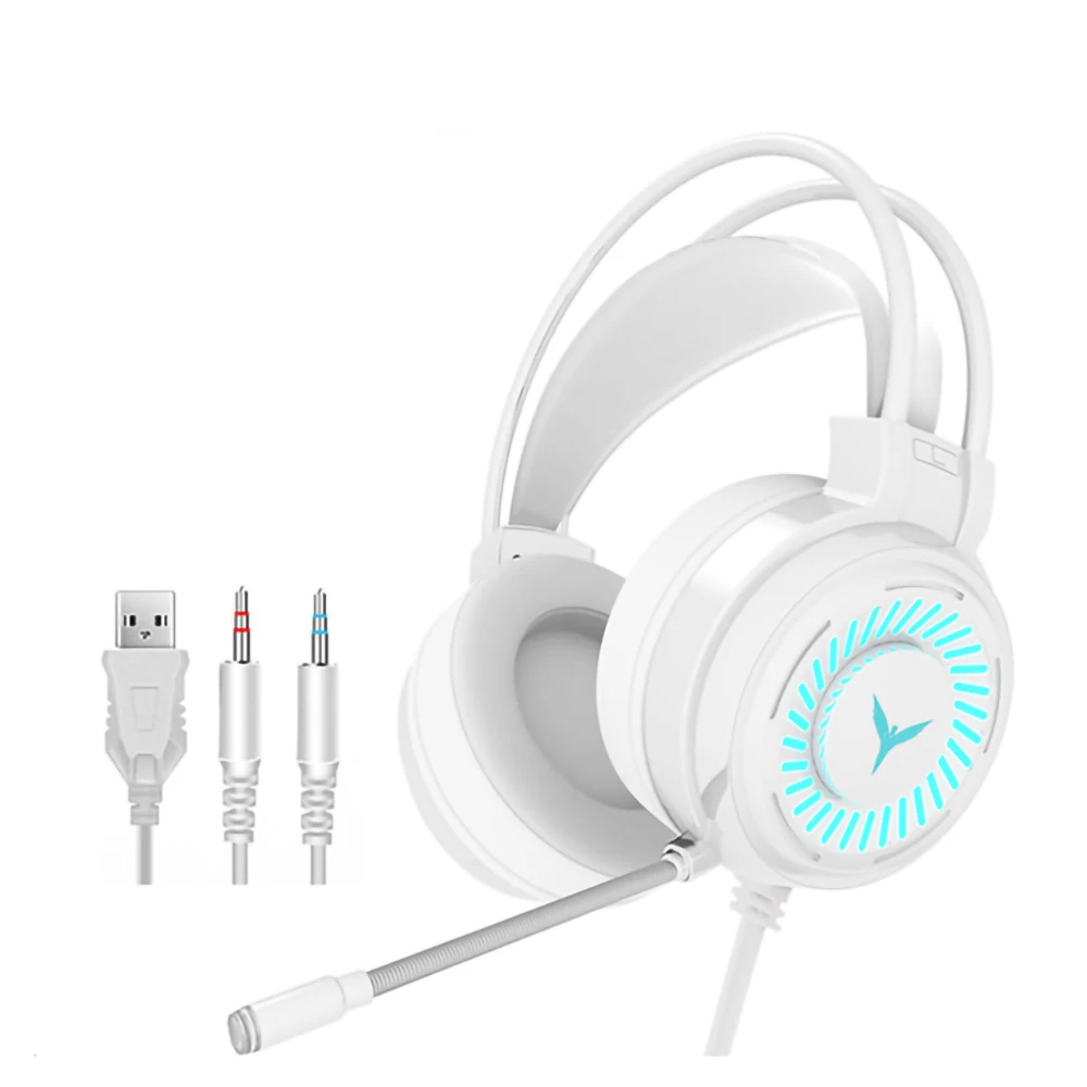 Gaming Headsets USB 3 5 Gamer Headphones Surround Sound Stereo Wired Earphones Microphone Colourful Light PC Laptop Game Headset