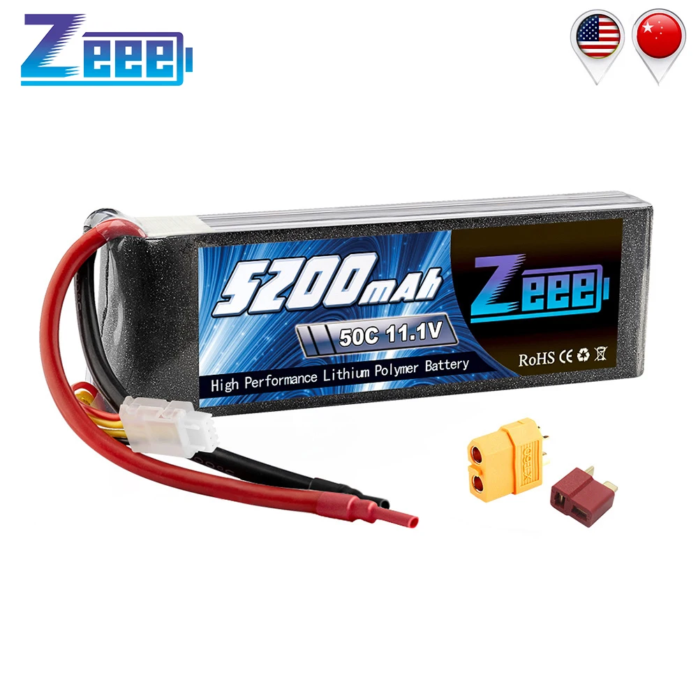 

Zeee 3S 5200mAh 50C 11.1V RC LiPo Battery with Deans Plug XT60 Connector for RC Car Quadcopter Helicopter Boat RC Airplane