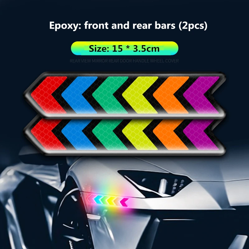 

Car Reflective Stickers Car Door Anti-Collision Anti-Scratch Rear-View Mirror Colorful Safety Warning Reflective Body Stickers