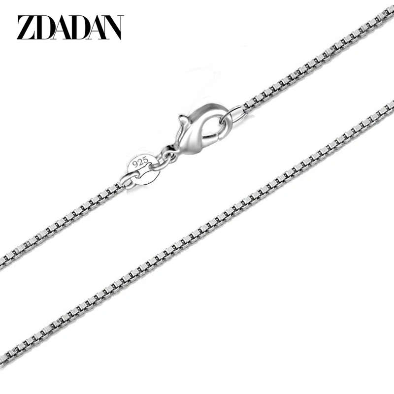 ZDADAN 100% Genuine 925 Sterling Silver 2MM Box Chain Necklace Men ...