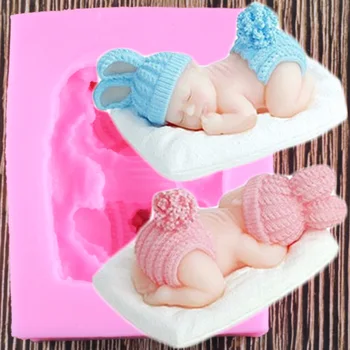 

3D Sleeping Baby Handmade Soap Mold Fondant Silicone Molds Cake Decorating Tools Candy Clay Chocolate Gumpaste Moulds
