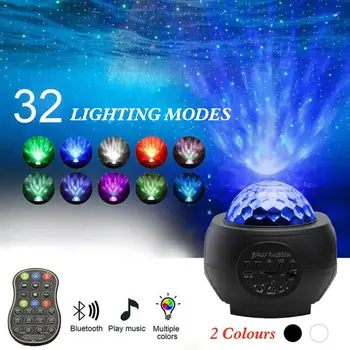 

USB LED Star Night Light Music Starry Water Wave LED Projector Light Bluetooth Projector Sound-Activated Projector Light Decor