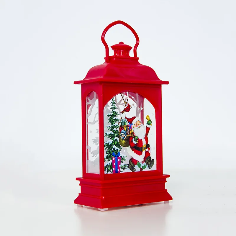 B-светодиодный светильник для рождественской свечи с держателем, светодиодный светильник для чая, свечи, клетки, олень, Санта Клаус, печать, подсвечник, лампа для украшения - Цвет: 03