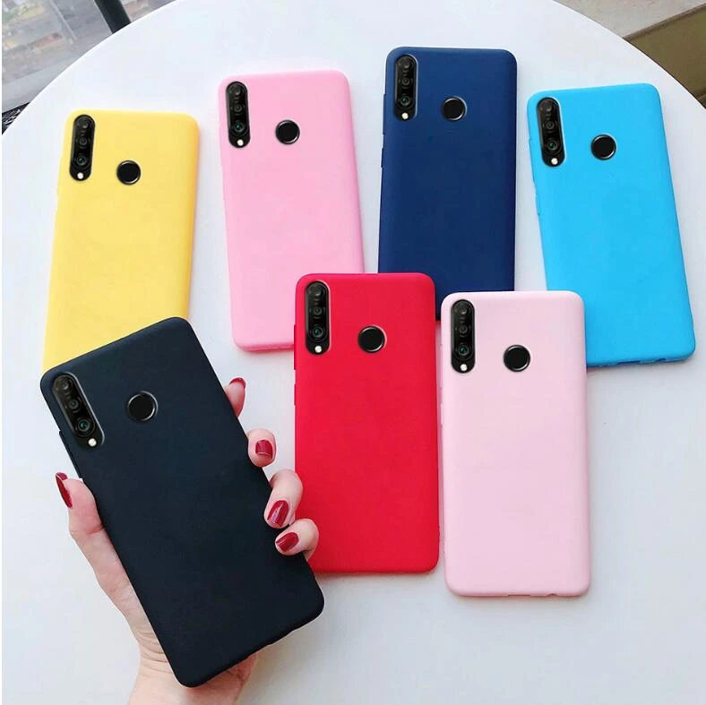 Candy Color Silicone Phone Case For Huawei Honor 20 lite Honor 20s P30 P40 Lite E Y7P Y7 Y9 Prime 2019 Matte Soft Tpu Back Cover waterproof phone pouch for swimming