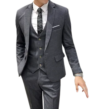 

New Shape Slim Fit Groom wedding suit Tuxedos For Men New Design Male Blazer wedding suits 3 pieces Single buckle Blazer S-4XL
