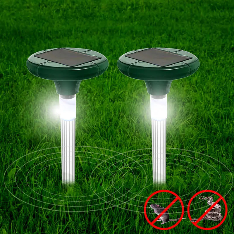 Electronic Ultrasonic Snake Repeller LED Lamp Tube Garden Insect Rodent Control Yard Ultrasonic Rat Repeller Eco Friendly