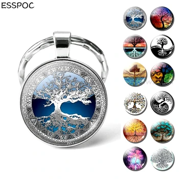 

Tree of Life Keychain Art Key Chain Key Rings Life Tree Pendant Glass Cabochon Jewelry Keychains Keyrings Unisex Accessories