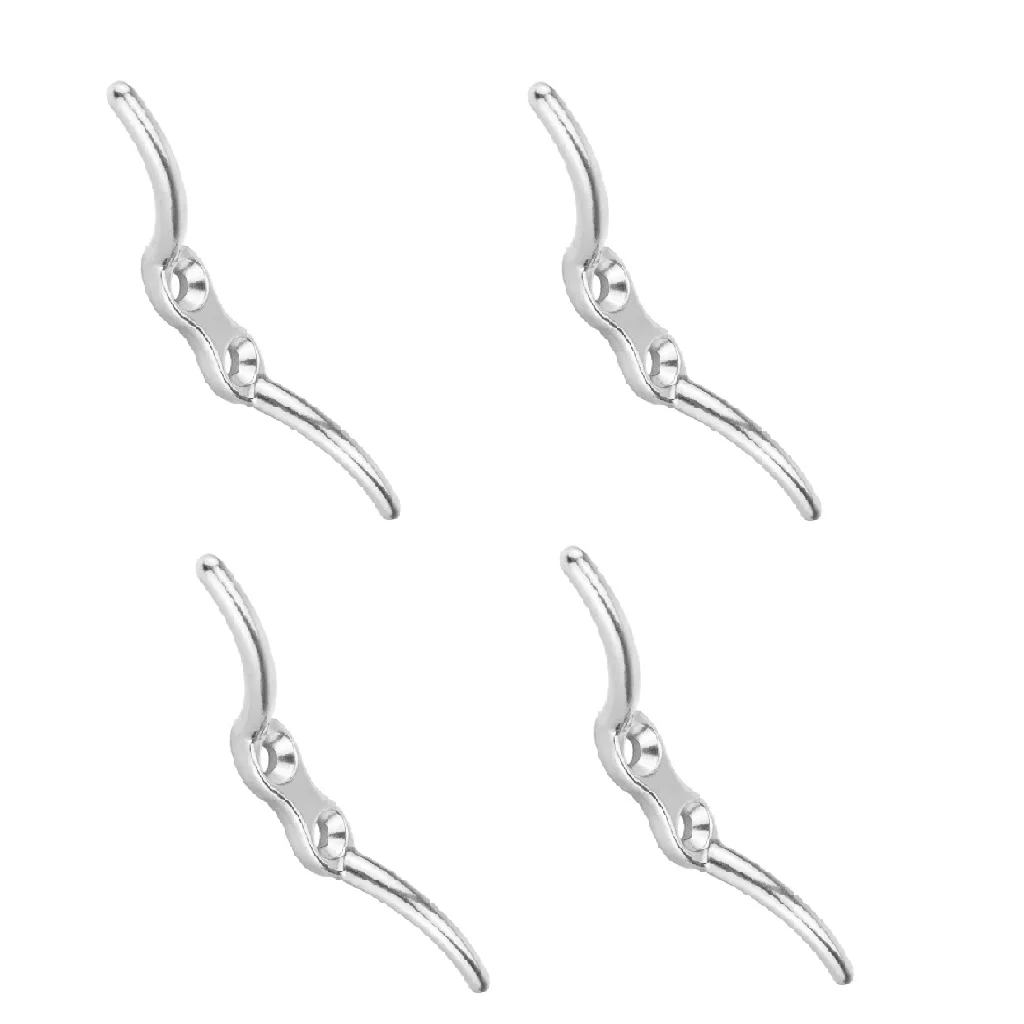 4x Stainless Steel Flagpole Rope Cleat Hook 110mm Boat Mooring Accessories