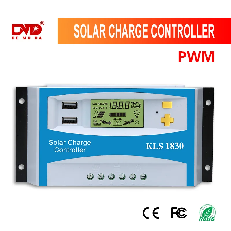 12V 24V 30A солнечное приложение контроллера OEM EXW Номинальное напряжение Контроллер заряда Солнечная 2USB зарядка