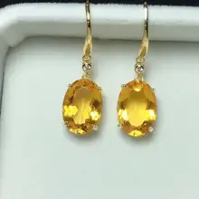  KJJEAXCMY Fine Jewelry 925 Sterling Silver Inlaid Citrine Female Earrings Eardrop Beautiful Hot Selling 