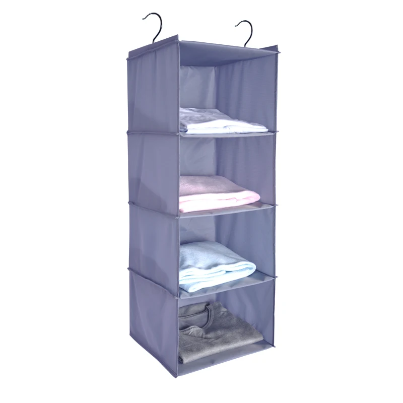 Grey 4 layers Home Clothes Storage Bag 3/4/5/6 Layer Wardrobe Hanging Oxford Cloth Washable Extended Bag Organizador For Clothes Bras Socks - Цвет: Grey 4 layers