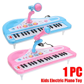 

Blue/Pink Kids Educational Musical Toy Mini Electric Piano 37 Keyboards with Microphone Kids Musical Instrument Toys