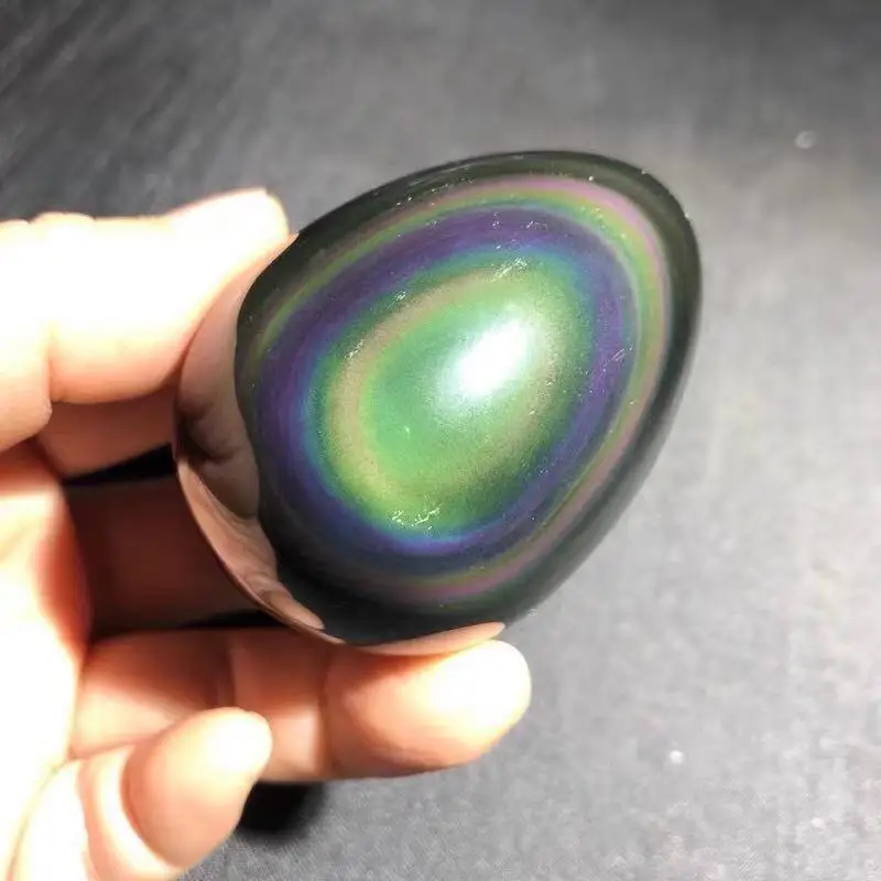 70-80g 4-5cm High Quality Natural Rainbow Hand Carved Obsidian Yoni Egg Mineral Reiki Healing Gemstone 2