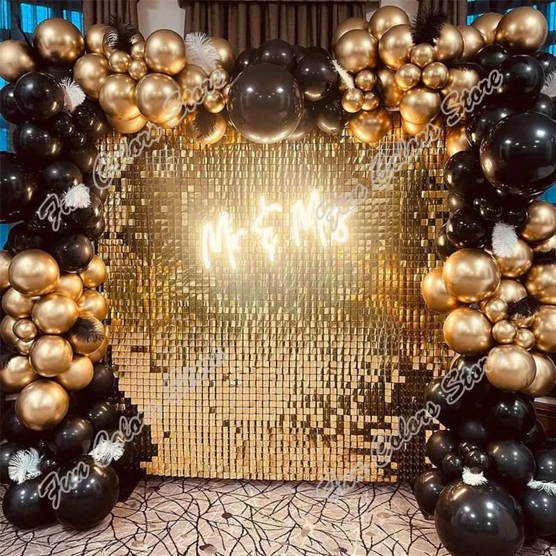 

147pcs Golden Memorial Day Party Arch Decoration Baby Shower Event Celebration Birthday Celebration Black Balloons Garland Kits