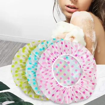 

100Pcs Portable Disposable Dotted Plastic Waterproof Shower Cap Hat Home Hotel Spa Bathing Accessory