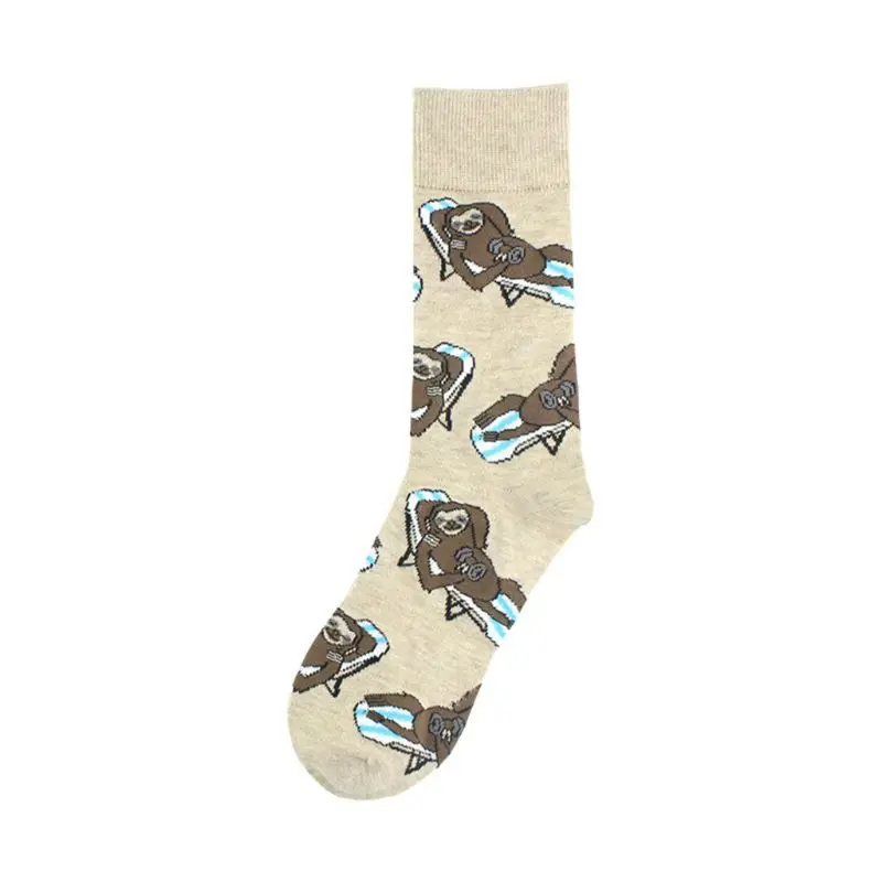 

Unisex Funny Cartoon Animal Crew Socks Bulldog Sloth Lion Monkey Print Hosiery