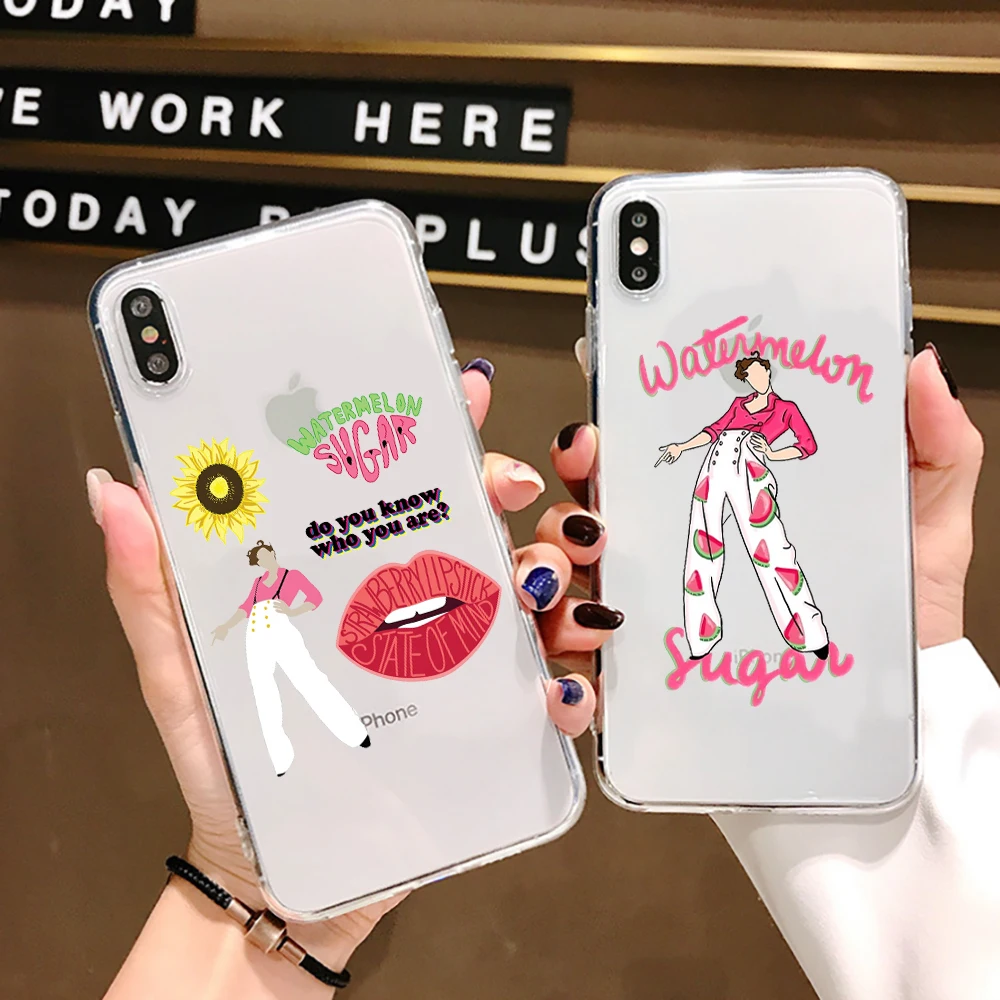 Прозрачный мягкий чехол с изображением Гарри стилей арбуза сахара для телефона