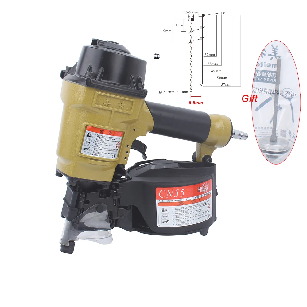 Quality Meite Cn55 32mm57mm Pneumatic Coil Nailer Efficient Roll Nail