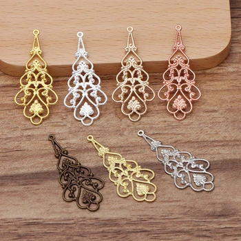 

50 Pieces/Lot 18*41 mm Metal Copper Filigree Flower Connector Charms Handmade DIY For Jewelry Findings