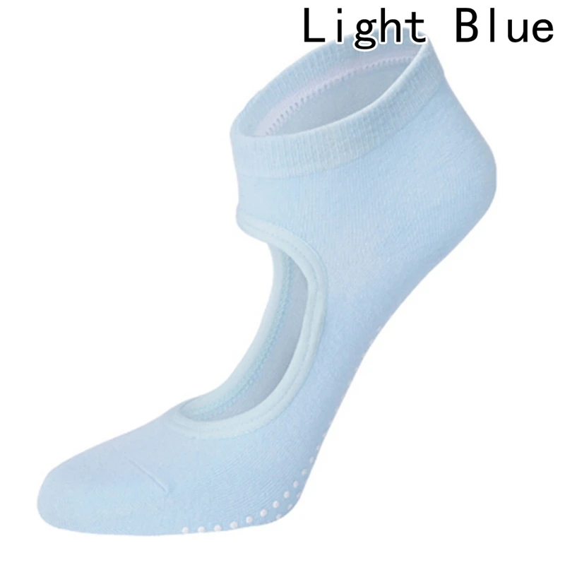 Высокое качество, 1 пара, женские спортивные носки для йоги, Нескользящие Дышащие носки для фитнеса, пилатеса, носки для танцев, гимнастики, пятки, Нескользящие хлопковые носки - Цвет: SPT1422LB