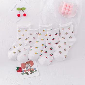 

Women Sock Fruit Woman Socks Colorful Womans Crew Casual Cotton Girls Spring Trendy Strawberry Banana Cherry Cartoon Skarpetki
