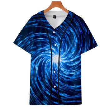 

Unisex Colorful swirl 3d Vortex Printing Creative Fashion 3D Short sleeve baseball uniform Men/Women Casual jacket Clothes