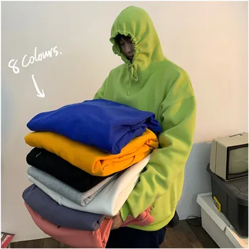 

Men's jerseys autumn/winter 2019 new slimming solid color off-shoulder hoodie jerseys loose casual personality youth men's wear