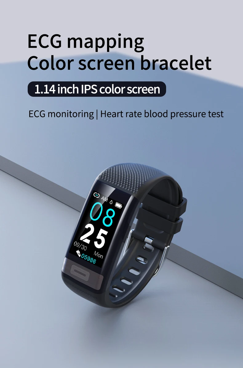 EHUNT C20S кровяное давление запястье Монитор сердечного ритма ЭКГ PPG смарт-браслет часы фитнес-трекер здоровье браслет