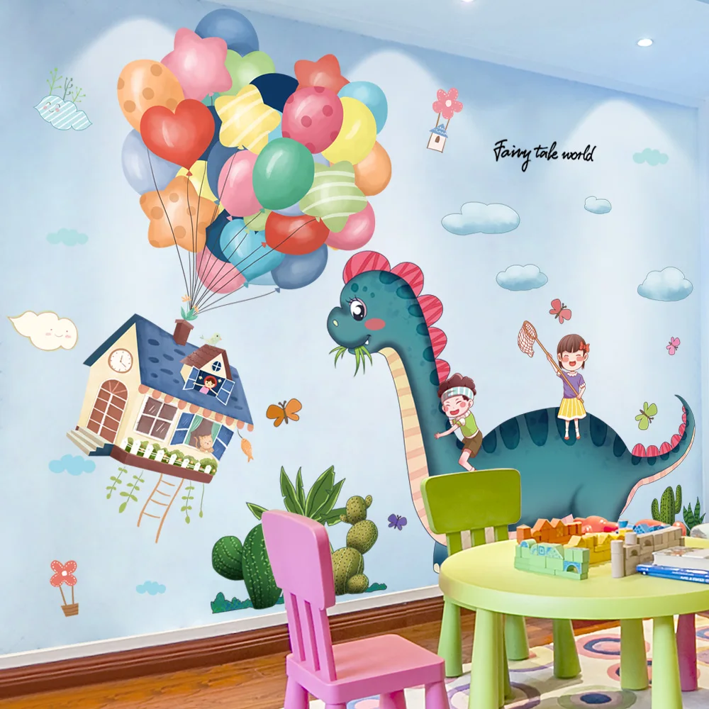 

DIY Cartoon Dinosaurs Balloons Home Decor Wall Stickers Mural Decals Kids Baby Living Room Bedroom Wallpaper House Decoration